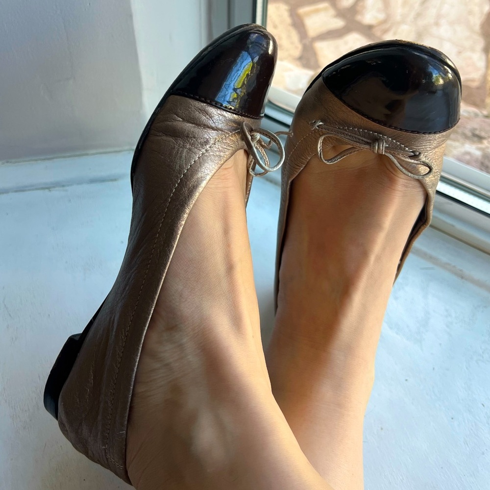 AGL super soft leather ballerina flats in bronze